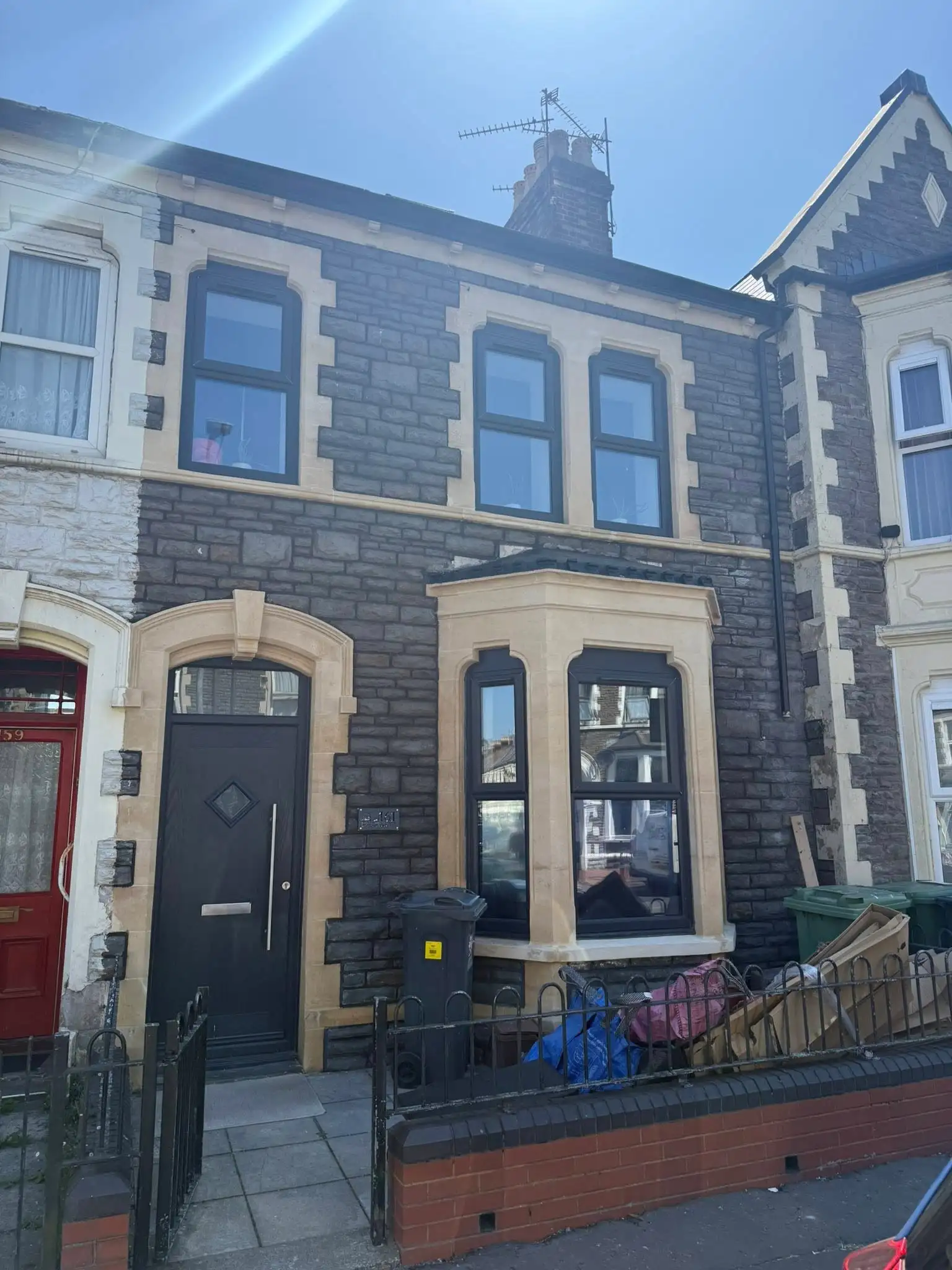 Before and after facade transformation with lime pointing