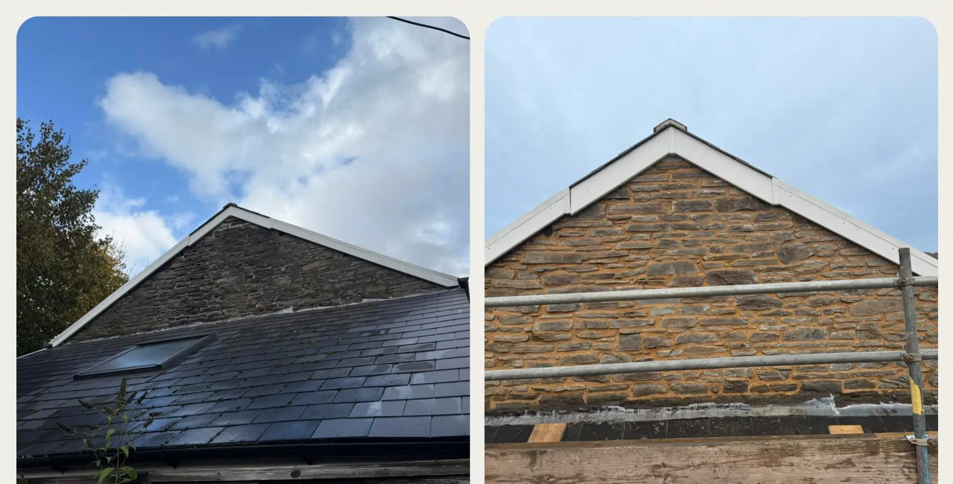 Lime mortar repointing to gable wall to resolve damp issues