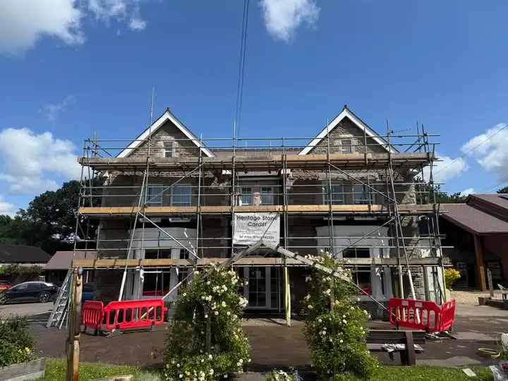 Restored Brynawel Rehab building with lime repointing